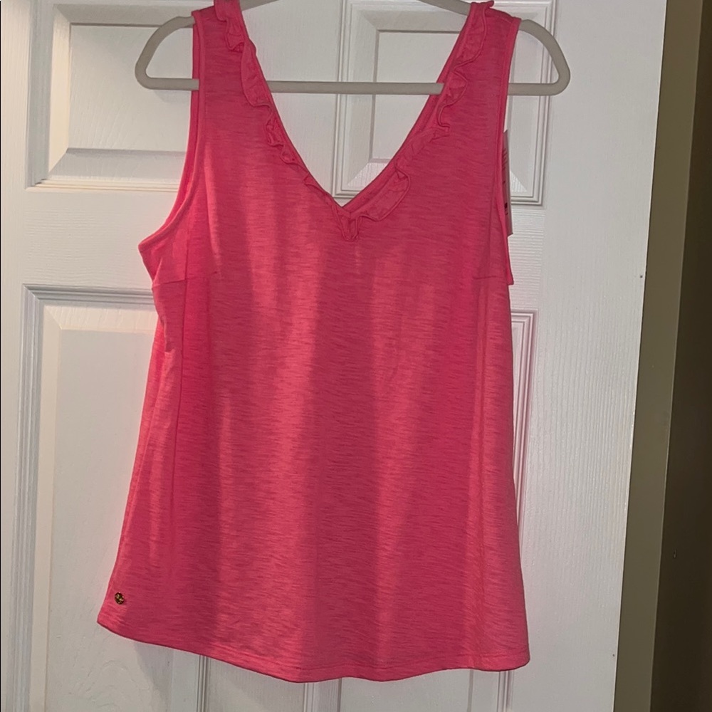Lilly Pulitzer Bright Pink Ruffle Tank Top